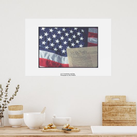 米国の憲法と国旗 ポスター (キッチン)