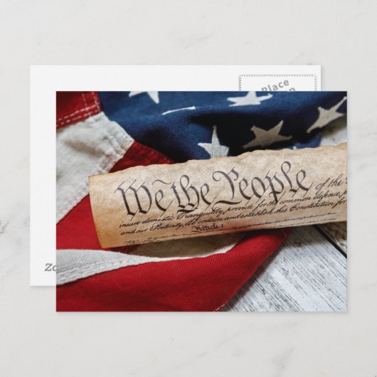 米国の憲法と国旗 ポストカード (正面/裏面)
