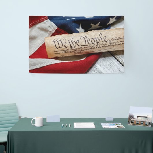 米国の憲法と国旗 横断幕 (トレードショー)