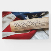米国の憲法と国旗 横断幕 (横)