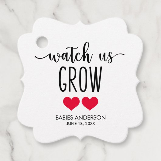 米国の成長を見るツインベビーシャワークラフト フェイバータグ (正面)