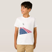 米国の戦闘機の出発の米国旗 Tシャツ (正面フル)