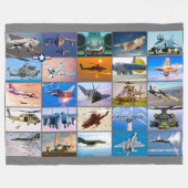 米国の戦闘機 – 砂漠嵐「モンタージュ」 フリースブランケット (正面(横))