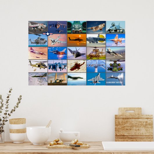 米国の戦闘機 – 砂漠嵐「モンタージュ」 ポスター (キッチン)