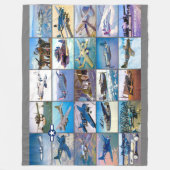 米国の戦闘機 – WORLD WAR 2 "モンタージュ" フリースブランケット (正面)