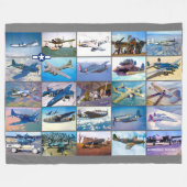 米国の戦闘機 – WORLD WAR 2 "モンタージュ" フリースブランケット (正面(横))