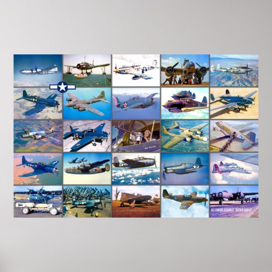 米国の戦闘機 – WORLD WAR 2 "モンタージュ" ポスター (正面)