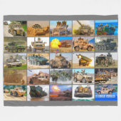 米国の戦闘車両「モンタージュ」 フリースブランケット (正面(横))