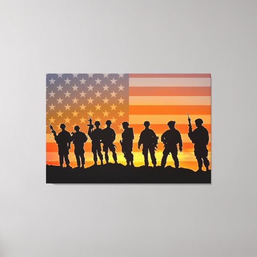 米国の戦闘部隊32x48 キャンバスプリント (正面)