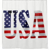 米国の文字と国旗 シャワーカーテン (正面)