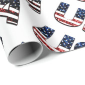 米国の文字ブルーと赤いグリッターのキラキラ模様 ラッピングペーパー (ロールコーナー)