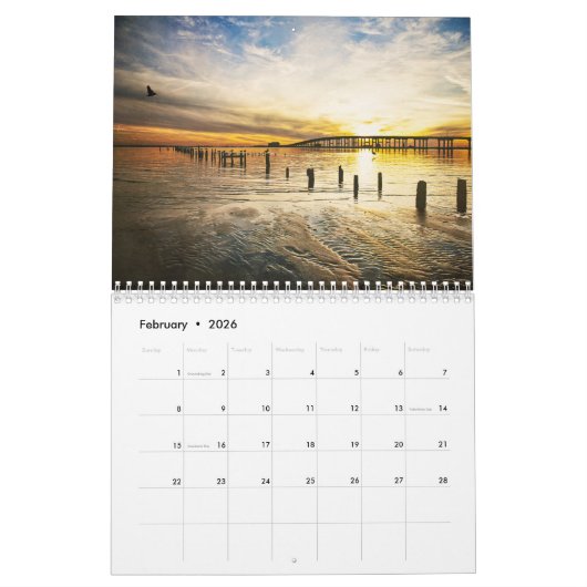 米国の旅行風景カレンダー カレンダー (2月 2026)