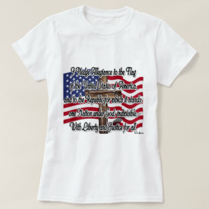 米国の旗および十字との忠誠の帖当 Tシャツ