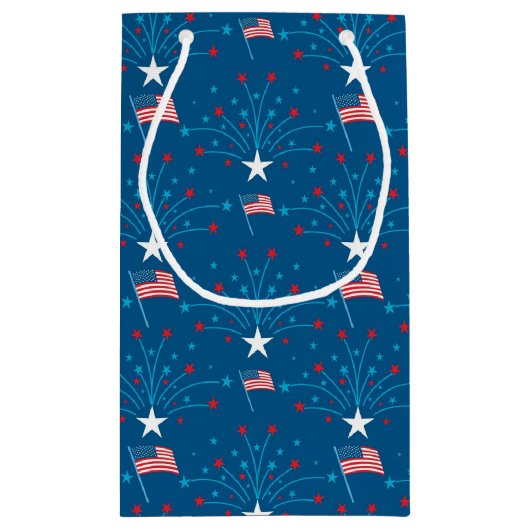 米国の旗および花火 スモールペーパーバッグ (裏面)