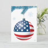米国の旗が付いているクリスマスの球 シーズンカード (スタンド正面)