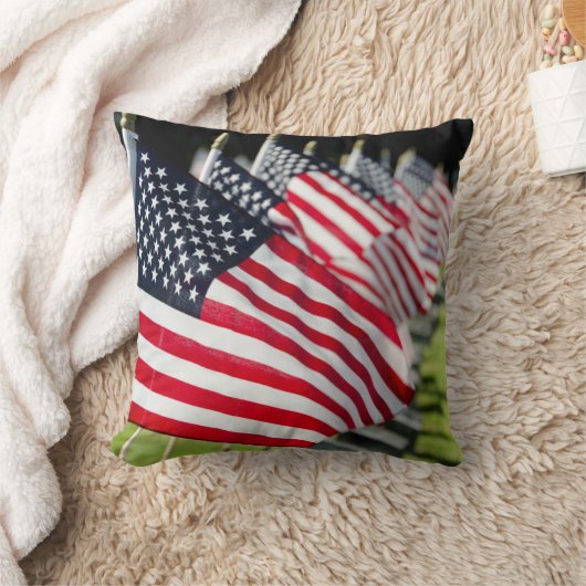 米国の旗が付いている歴史的な軍の墓地 クッション (ブランケット)