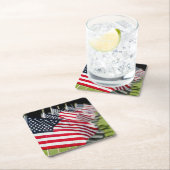 米国の旗が付いている歴史的な軍の墓地 スクエアペーパーコースター (インサイチュ)