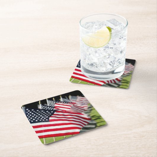 米国の旗が付いている歴史的な軍の墓地 スクエアペーパーコースター (インサイチュ)