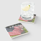 米国の旗が付いている歴史的な軍の墓地 ストーンコースター (横)