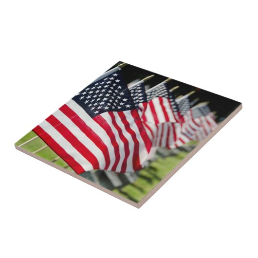 米国の旗が付いている歴史的な軍の墓地 タイル (側面)