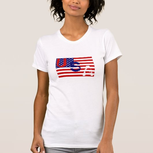 米国の旗のカッコいいのTシャツのデザイン Tシャツ (正面)