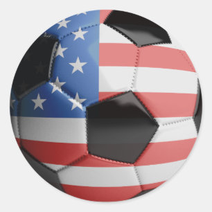 米国の旗のサッカーボール ラウンドシール