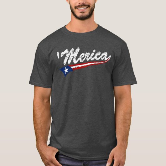米国の旗のスタイルのSwooshの「Mericaの(動揺してな) Tシャツ (正面)
