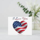 米国の旗のハートI愛 ポストカード (スタンド正面)