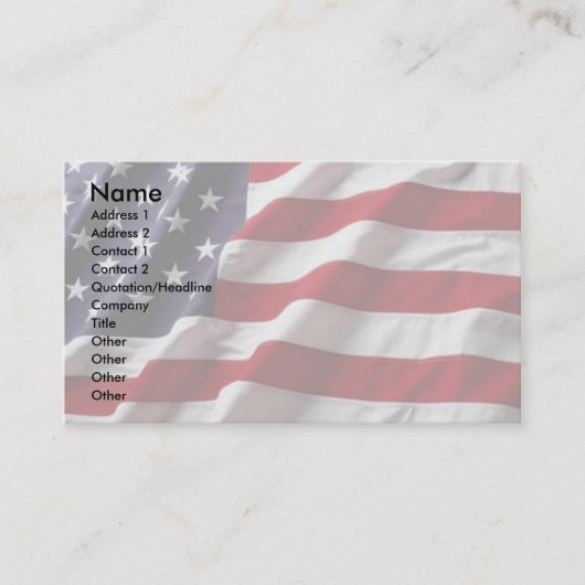 米国の旗のプロフィールカード 名刺 (正面)