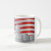 米国の旗のマグが付いているWashington D.C.米国の国会議事堂の建物 コーヒーマグカップ (正面右)