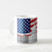 米国の旗のマグが付いているWashington D.C.米国の国会議事堂の建物 コーヒーマグカップ (正面左)