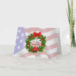 米国の旗のメリークリスマスカード シーズンカード