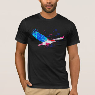 *~*米国の旗のワシのアメリカの赤白青の黒 Tシャツ