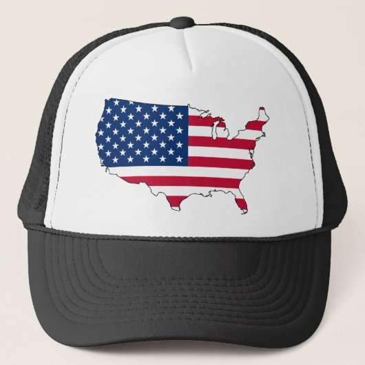 米国の旗の地図 キャップ (正面)
