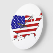 米国の旗の地図 ラージ壁時計 (傾斜)