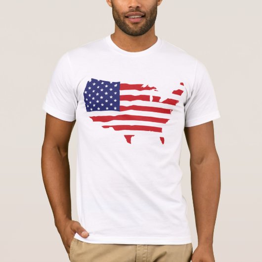 米国の旗の地図 Tシャツ (正面)