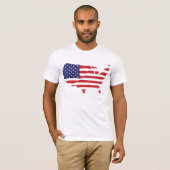 米国の旗の地図 Tシャツ (正面フル)