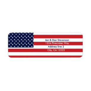 米国の旗の差出人住所ラベルは主演しましたり及び縞で飾ります ラベル