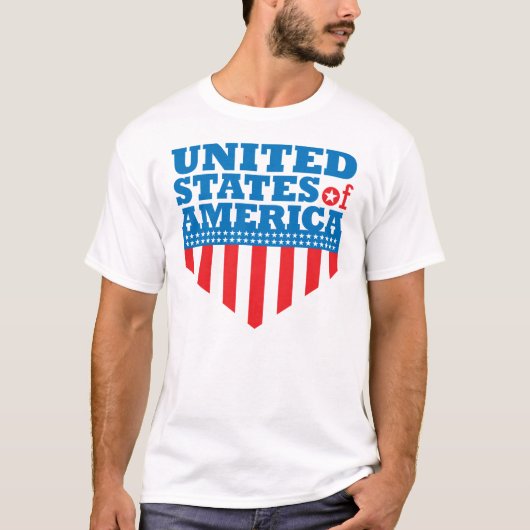 米国の旗の盾- 02 Tシャツ (正面)