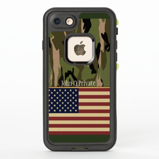 米国の旗の迷彩柄の名前のテンプレート LifeProof iPhoneケース (裏面)