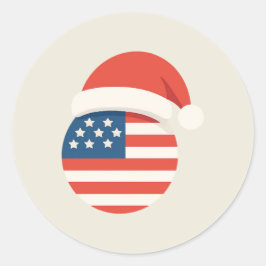 米国の旗を持つサンタクロース ミリタリー クリスマス ステッカー