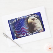米国の旗揚げ統一されたは神の恵み 長方形シール (封筒)