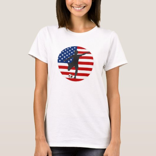 米国の旗米国の女性のサッカーのTシャツ Tシャツ (正面)