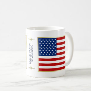 米国の旗 + 地図のマグ コーヒーマグカップ
