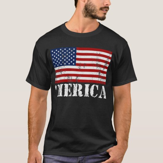米国の旗「MERICAの動揺してなTシャツ Tシャツ (正面)