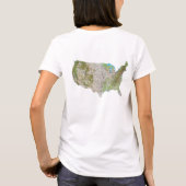 米国の旗Xの地図のTシャツ Tシャツ (裏面)