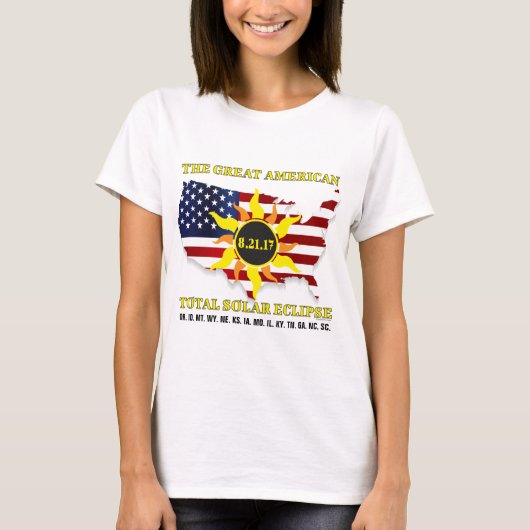 米国の星とストライプ2017年太陽のの皆既食 Tシャツ (正面)