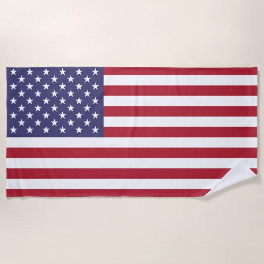 米国の星とストライプ(州統一された国旗) ビーチタオル (正面)