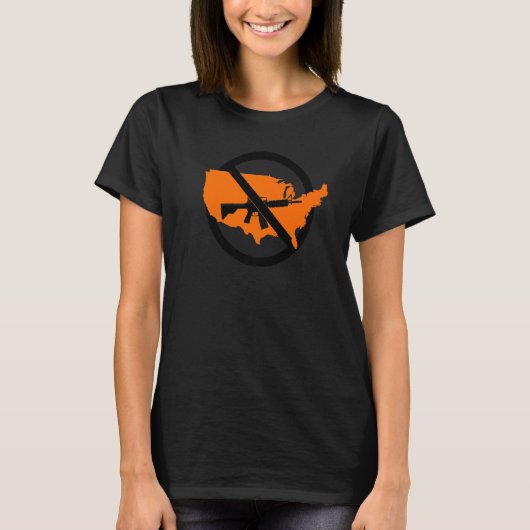 米国の暴行兵器の使用禁止の標識銃管制官の地図 Tシャツ (正面)