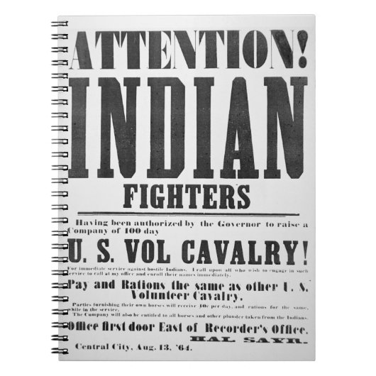 米国の有志の騎兵隊のための募集ポスター、 ノートブック (正面)
